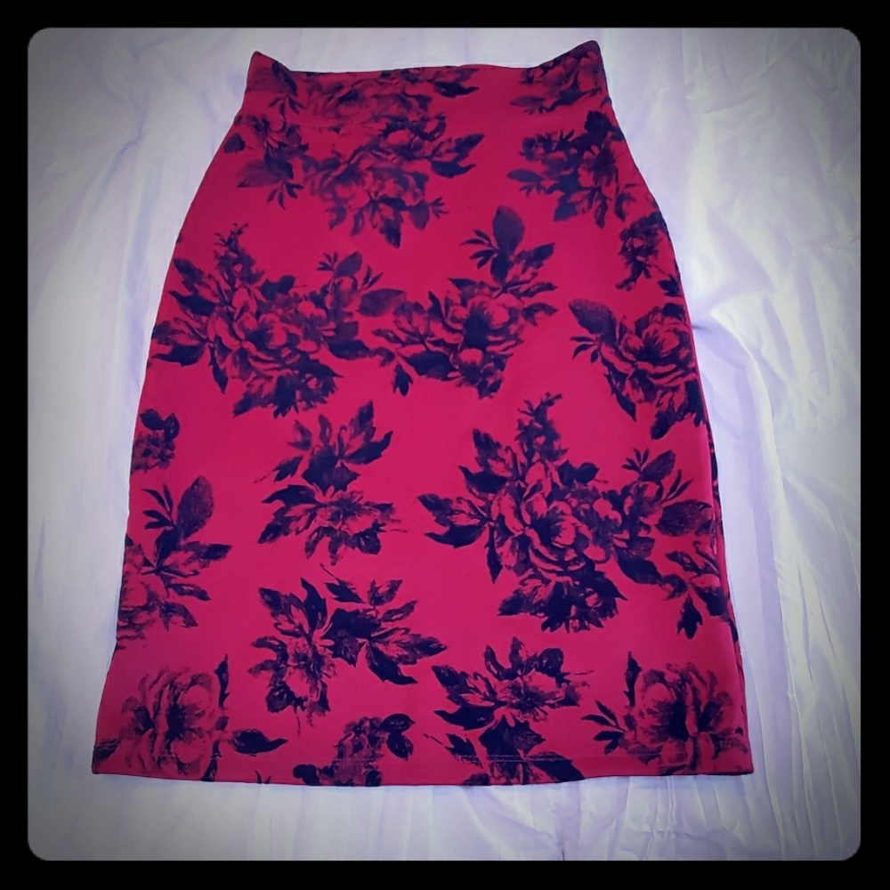 Dark red stretchy black velvet skirt